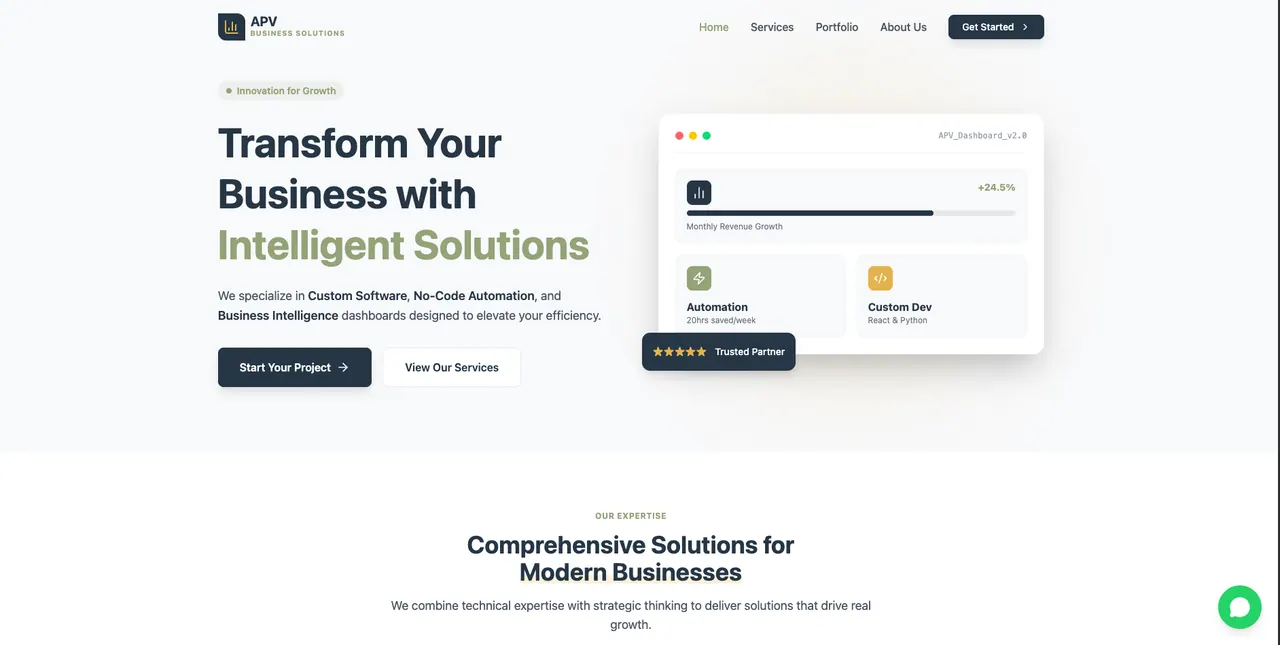 APV Business Solutions — Sitio corporativo desarrollado por AGIL